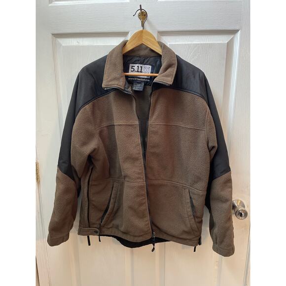 5.11 511 Tactical Men's Brown Black Full Zip Fleece Jacket Size Large‎ - Picture 1 of 11